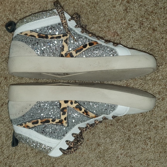 Gianni Bini Elleinna Leopard & Glitter sneakers sz 7.5 - Picture 3 of 7